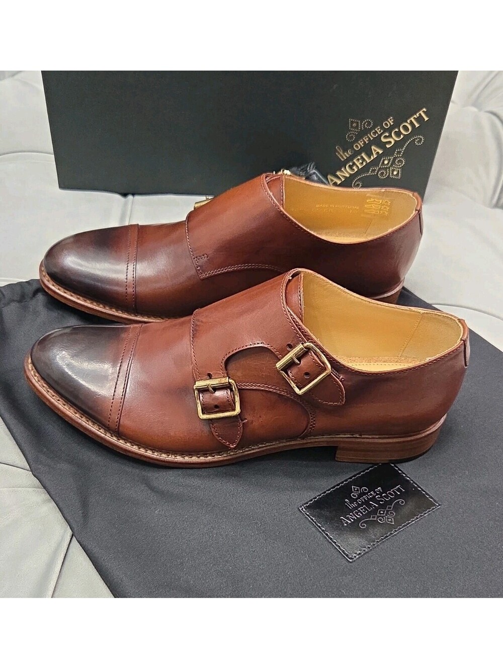 The Office Of Angela Scott Mr Colin Dbl Monk Strap Brown Womens Shoes 36.5 6.5 - Picture 5 of 12